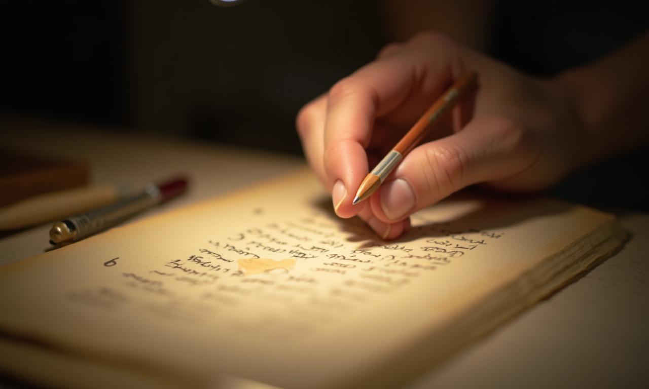 Hand restauriert vorsichtig eine Seite eines alten Manuskripts